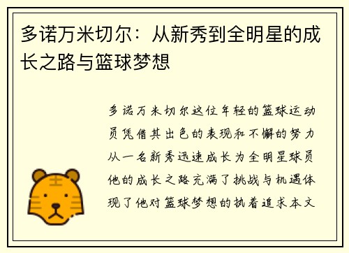 多诺万米切尔：从新秀到全明星的成长之路与篮球梦想