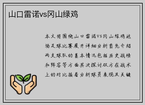 山口雷诺vs冈山绿鸡